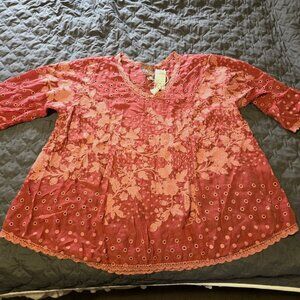 NWT Johnny Was Women's 2X Melby Kenzie Top Embroidered Oversized Tunic